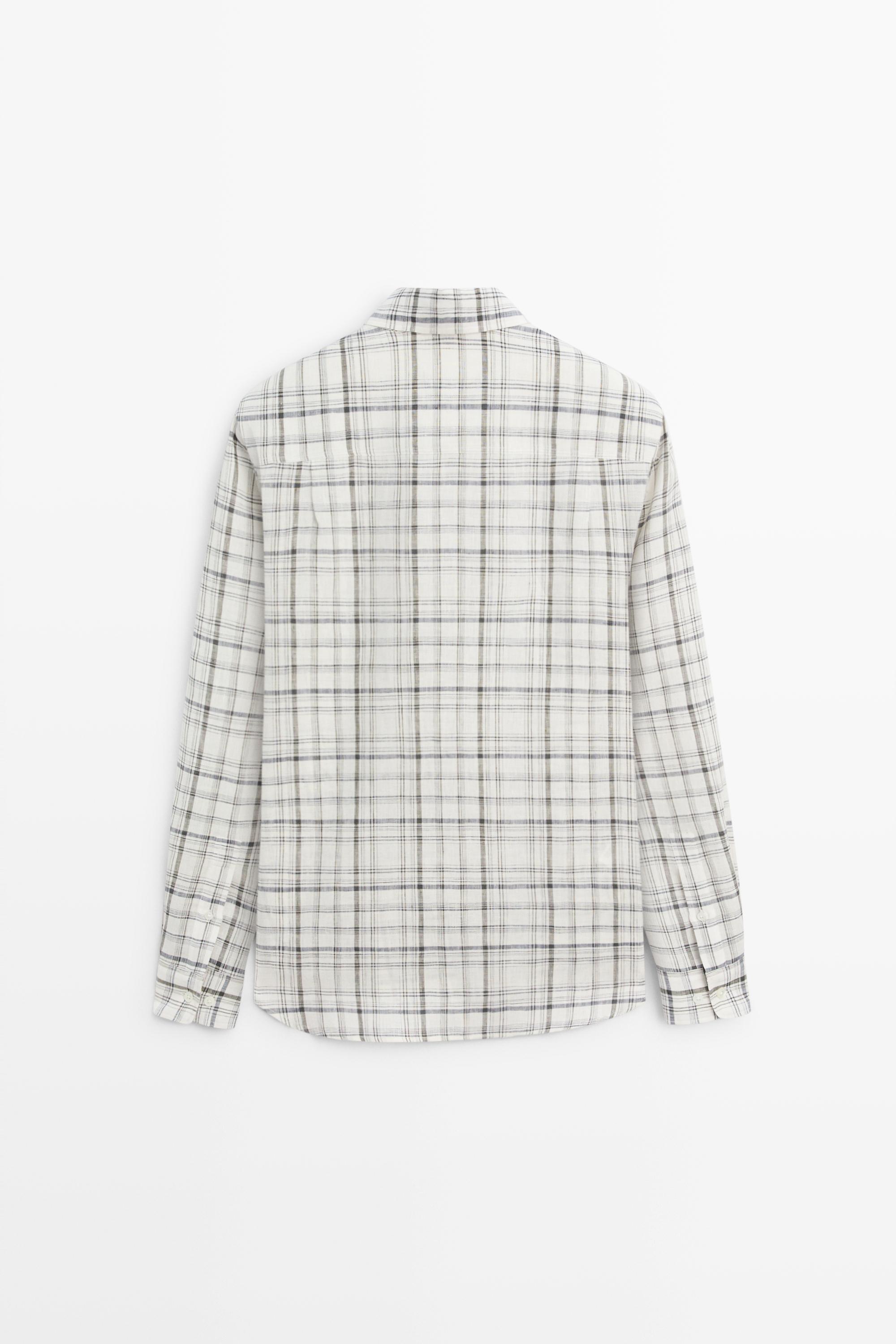 Chemise à carreaux 100 % lin
